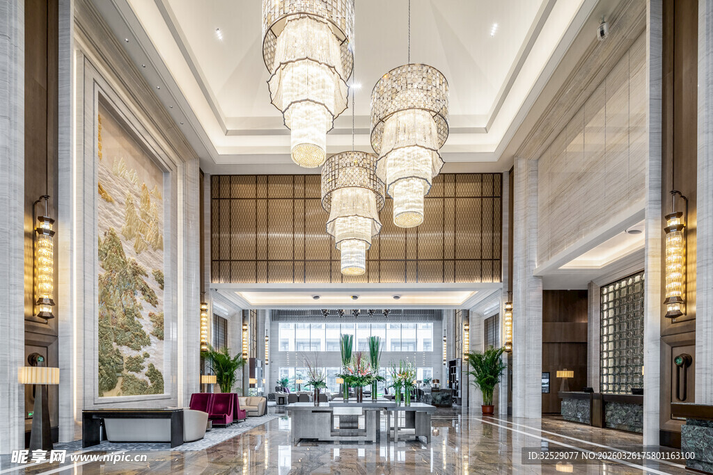 豪华大气的酒店大堂空间