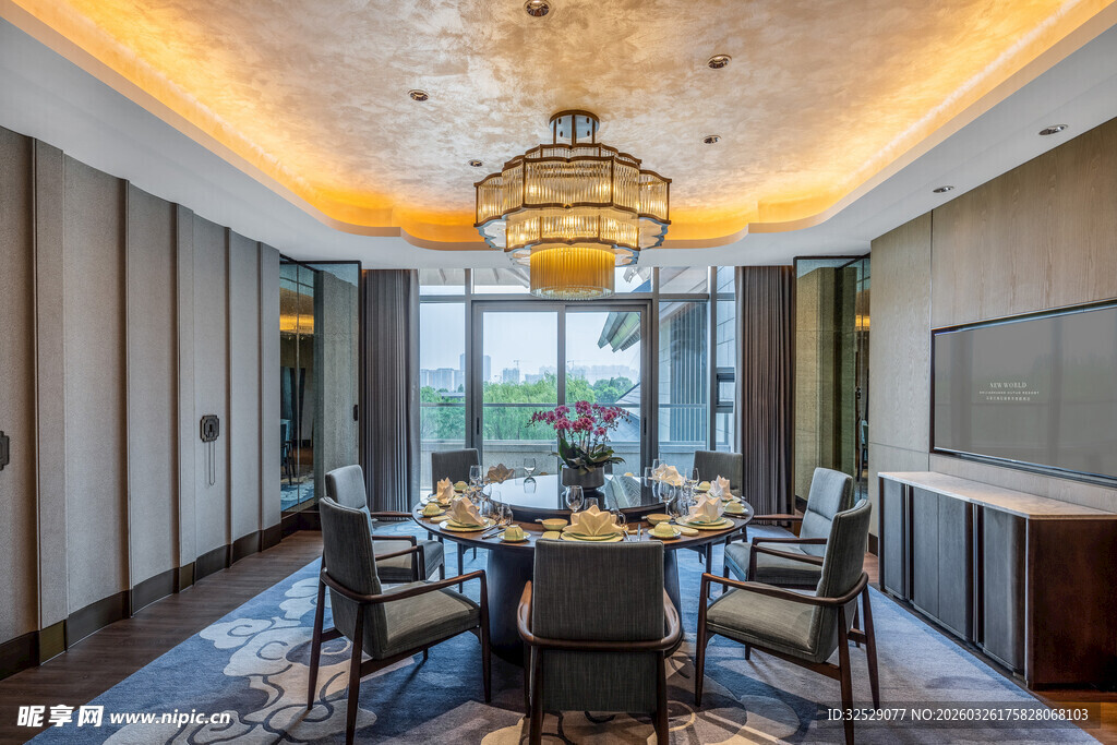 豪华现代风餐厅室内景致
