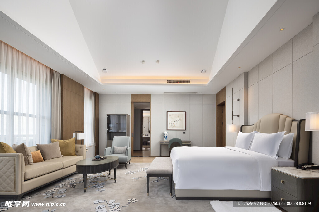 现代豪华酒店客房内景