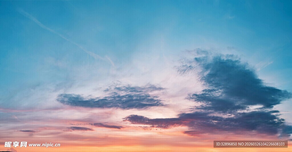 美丽天空晚霞云朵景观
