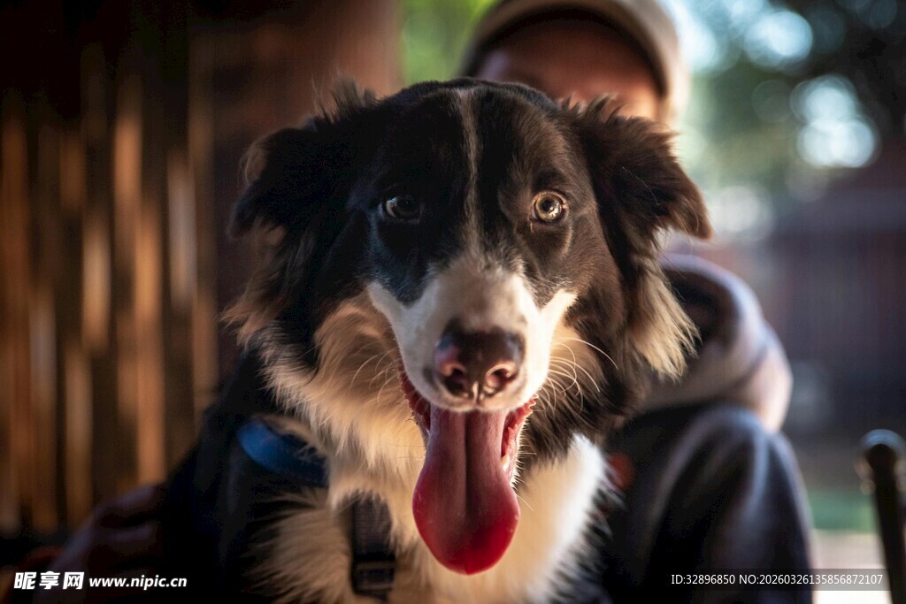 可爱边牧吐舌咧嘴超萌