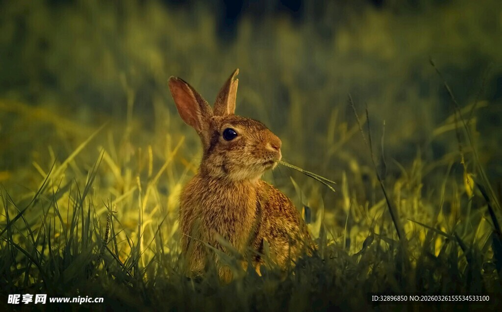 草丛中的可爱野兔