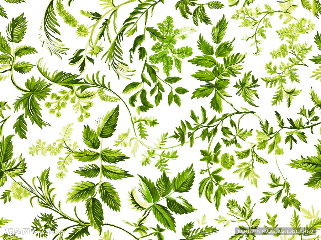 清新绿植花卉图案背景