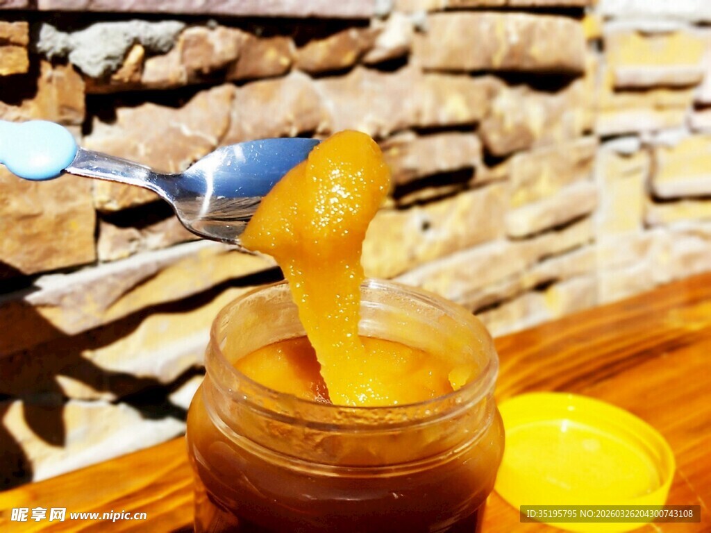 舀取香浓蜂蜜的温馨瞬间