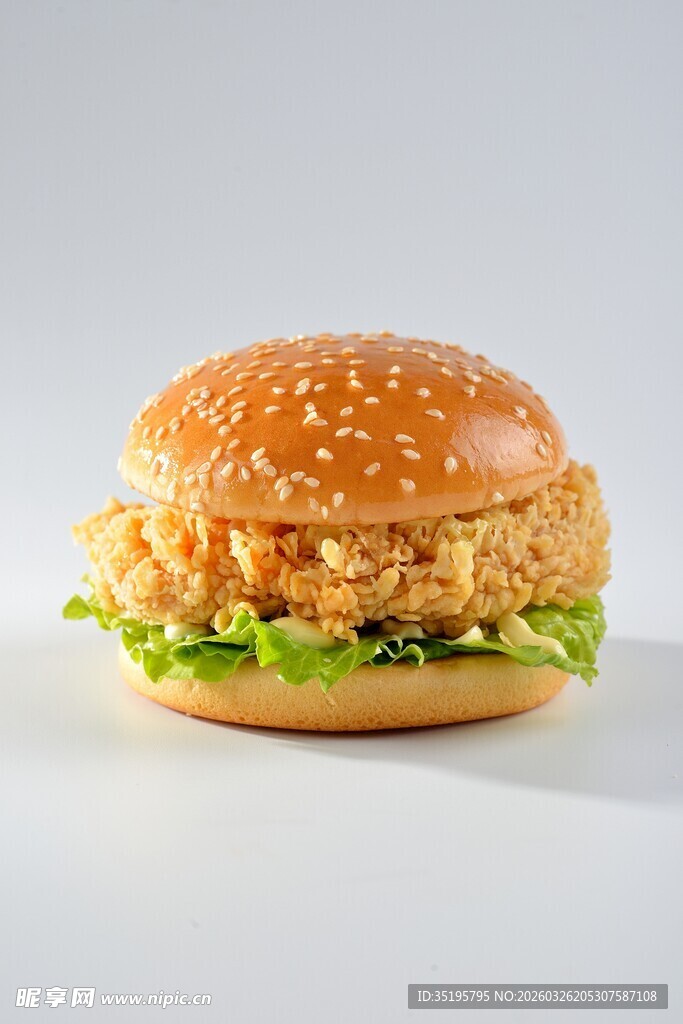 美味鸡肉汉堡特写