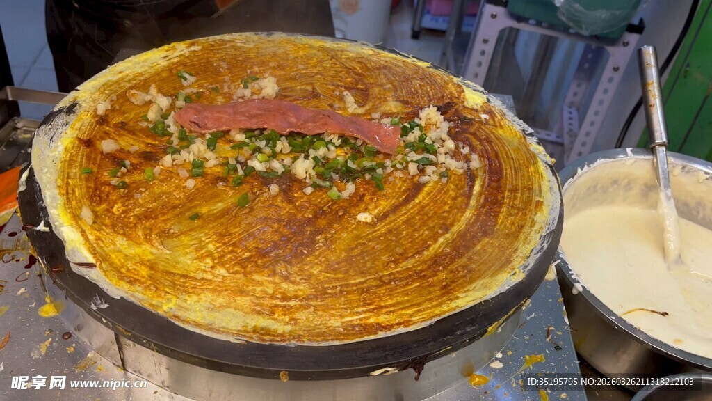 美味煎饼现场制作