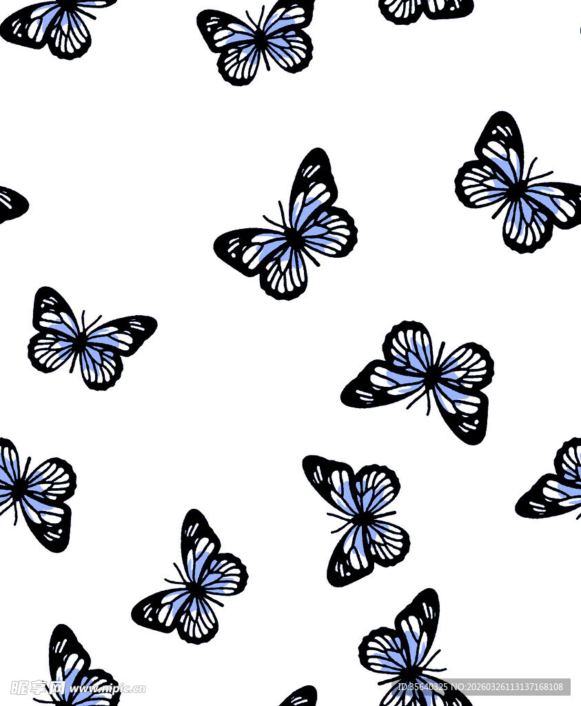 蓝蝶飞舞图案