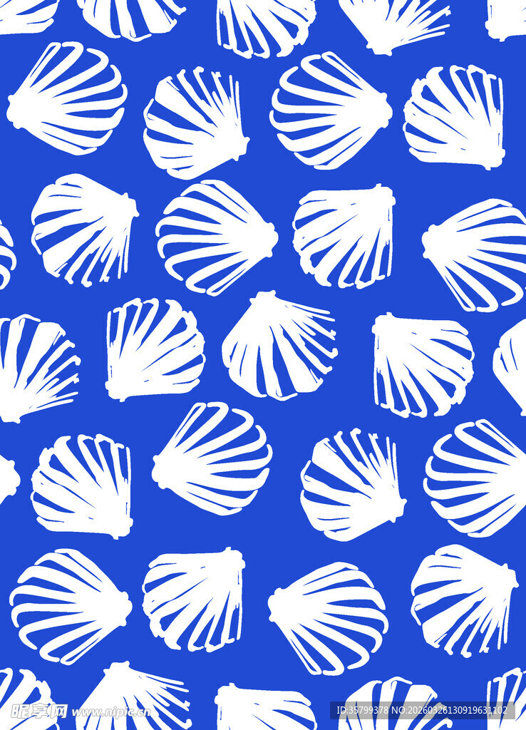 蓝色贝壳图案背景纹理