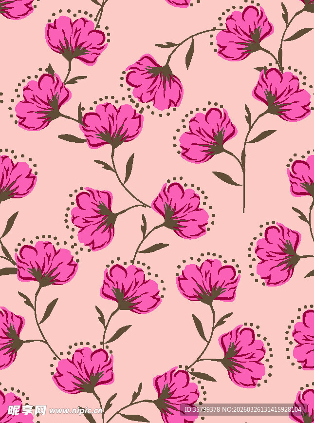 粉色花卉无缝图案背景