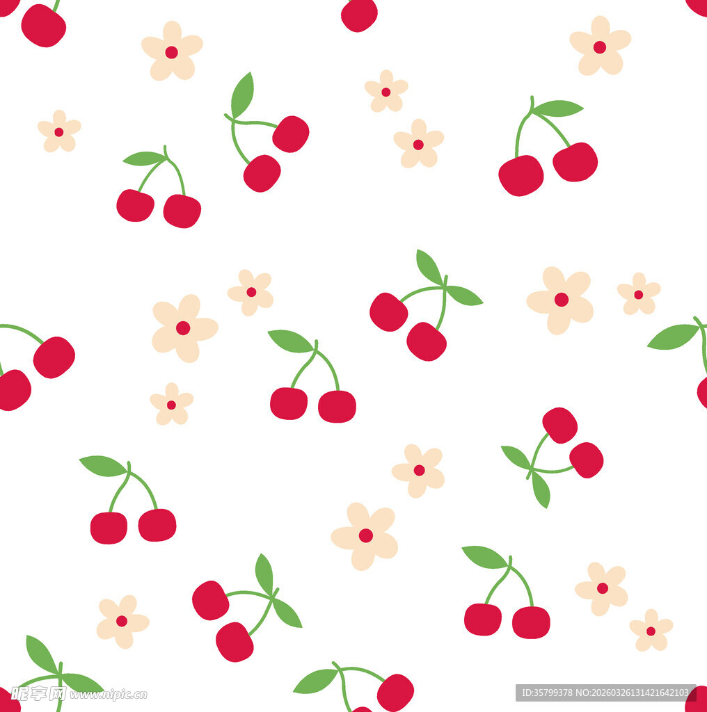 樱桃花卉图案背景图