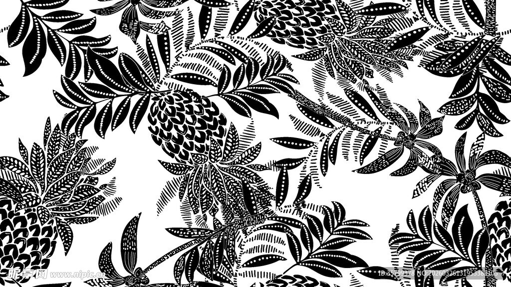 黑白植物花卉图案纹理