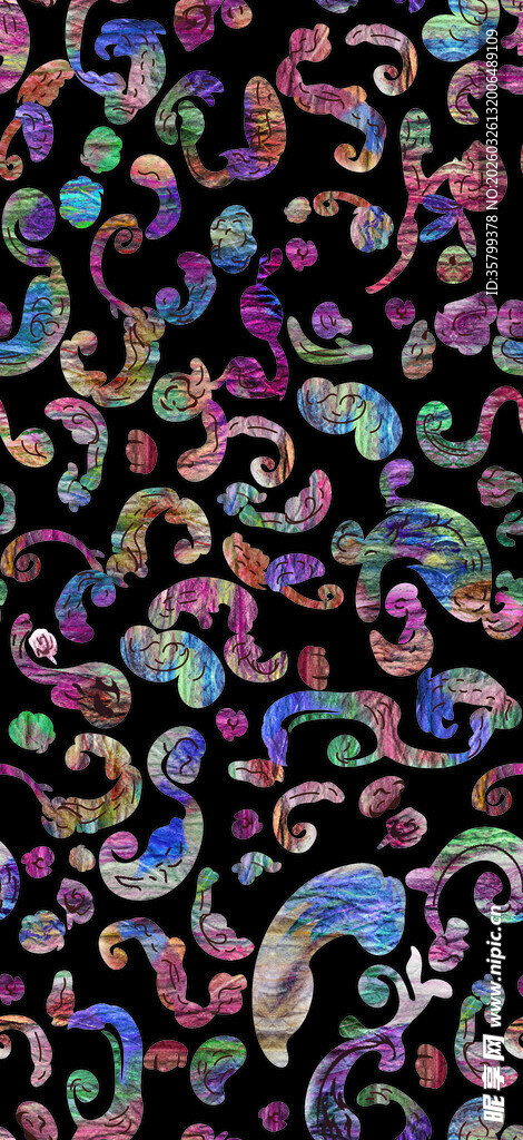 多彩抽象佩斯利花纹图案