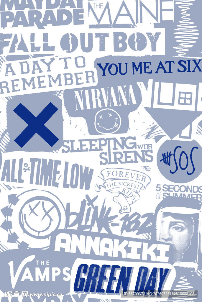 绿日乐队相关文字图案背景