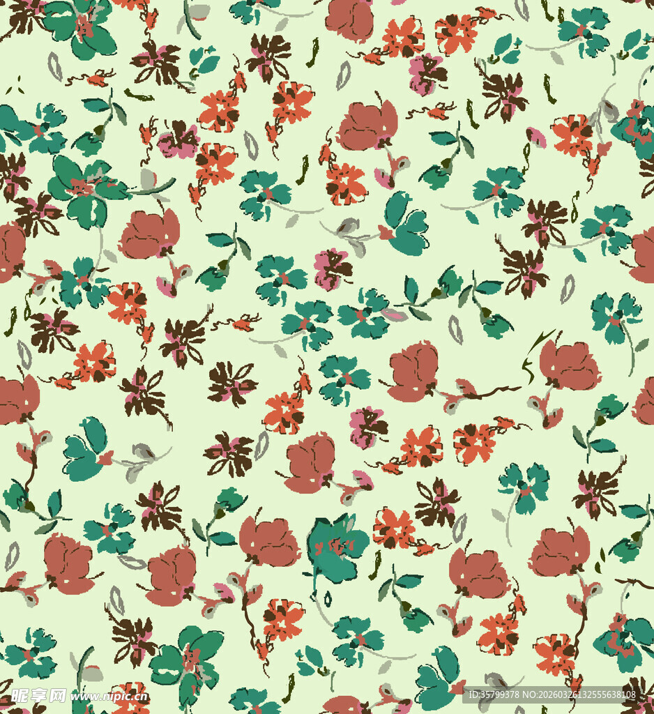 复古花卉图案布料纹理