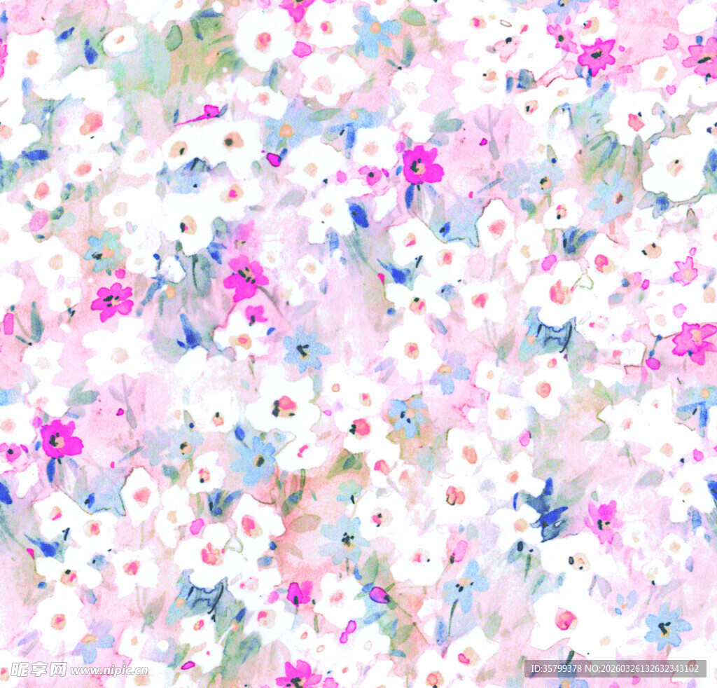梦幻花卉水彩图案背景
