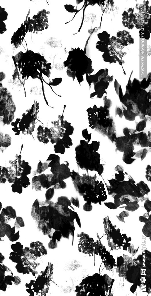 水墨风格抽象树叶图案