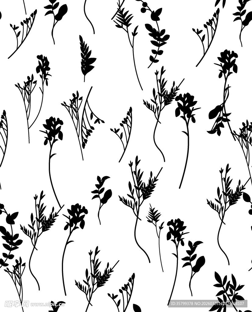 黑白花卉图案背景纹理