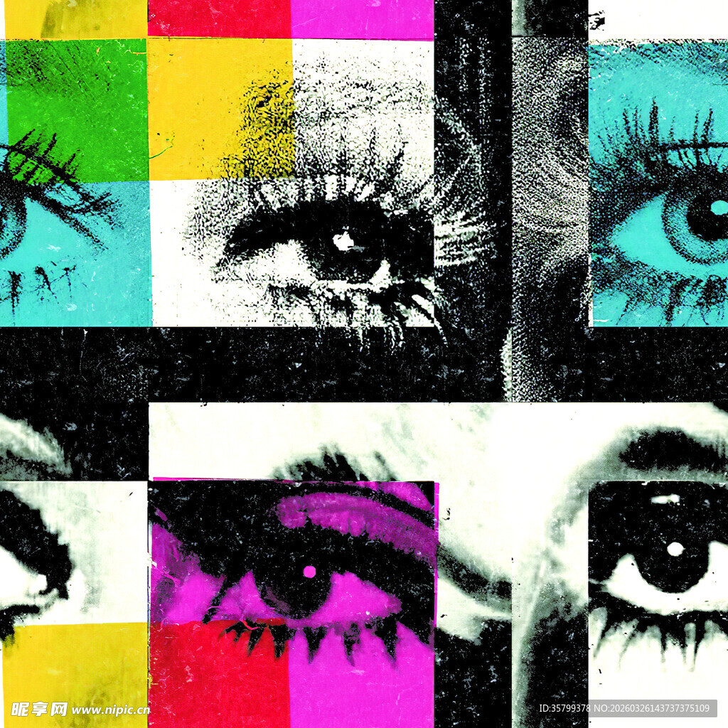 多彩拼接的创意眼部图案