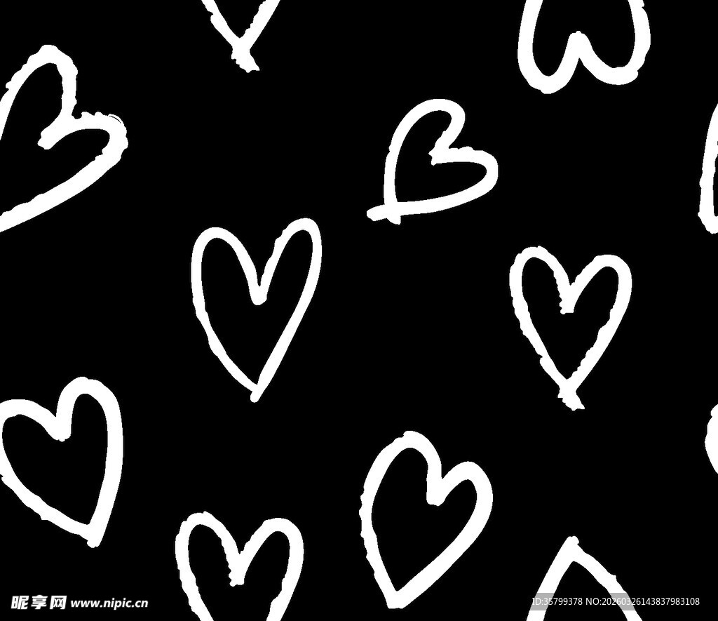 手绘爱心黑色背景图案