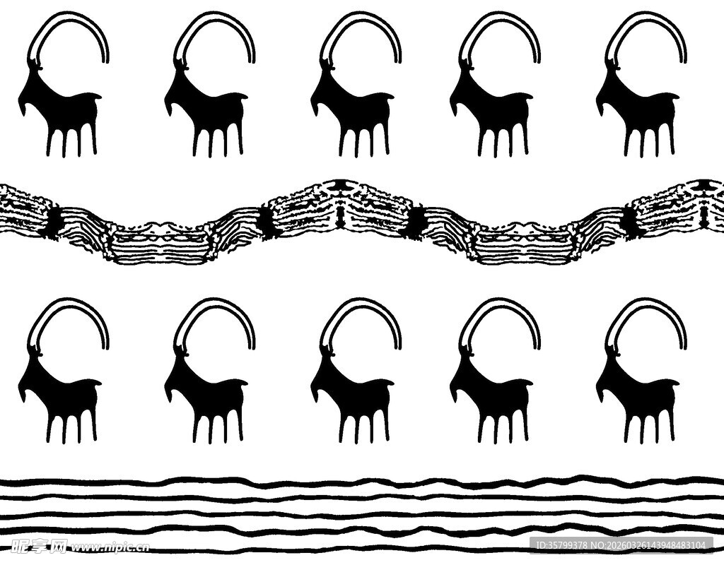 黑白动物几何图案装饰画