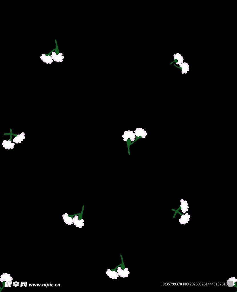 黑色背景上的白色樱桃图案