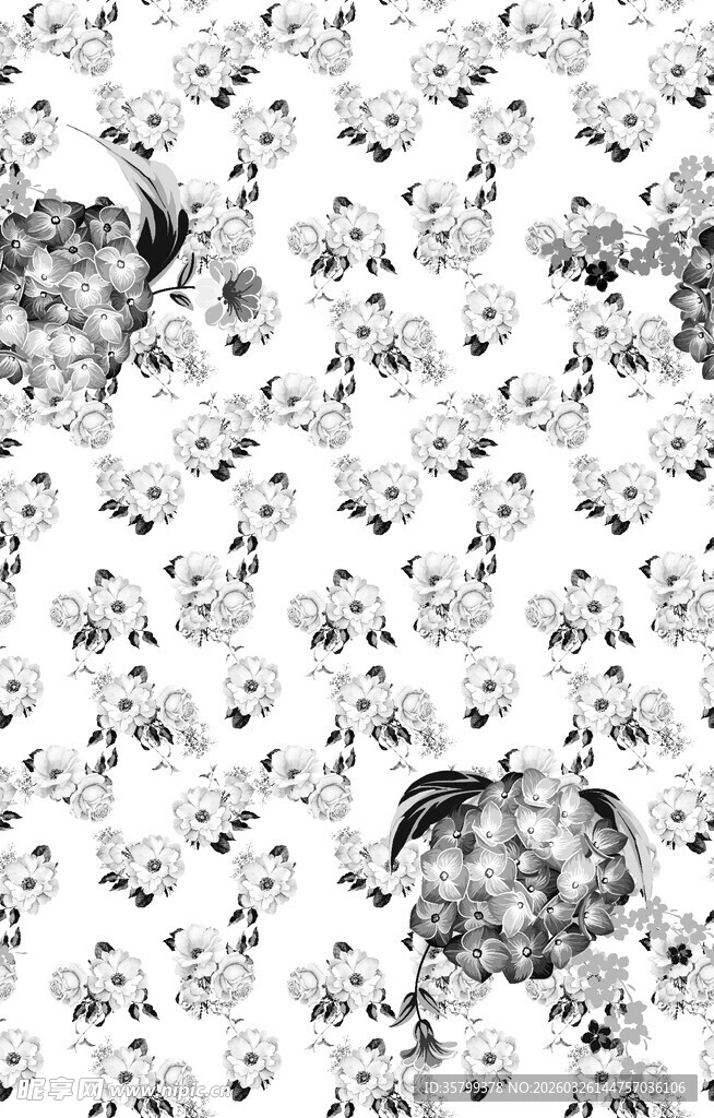 黑白抽象花朵图案纹理
