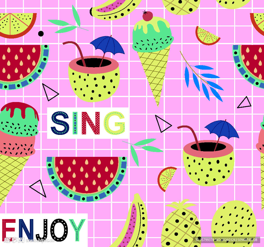 夏日缤纷水果主题插画