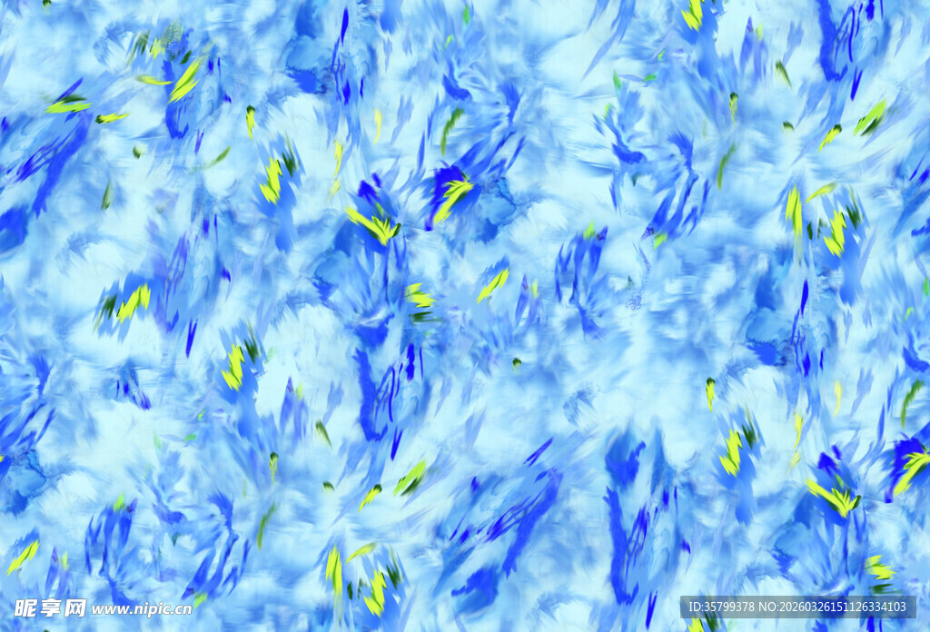 蓝色花卉抽象图案纹理