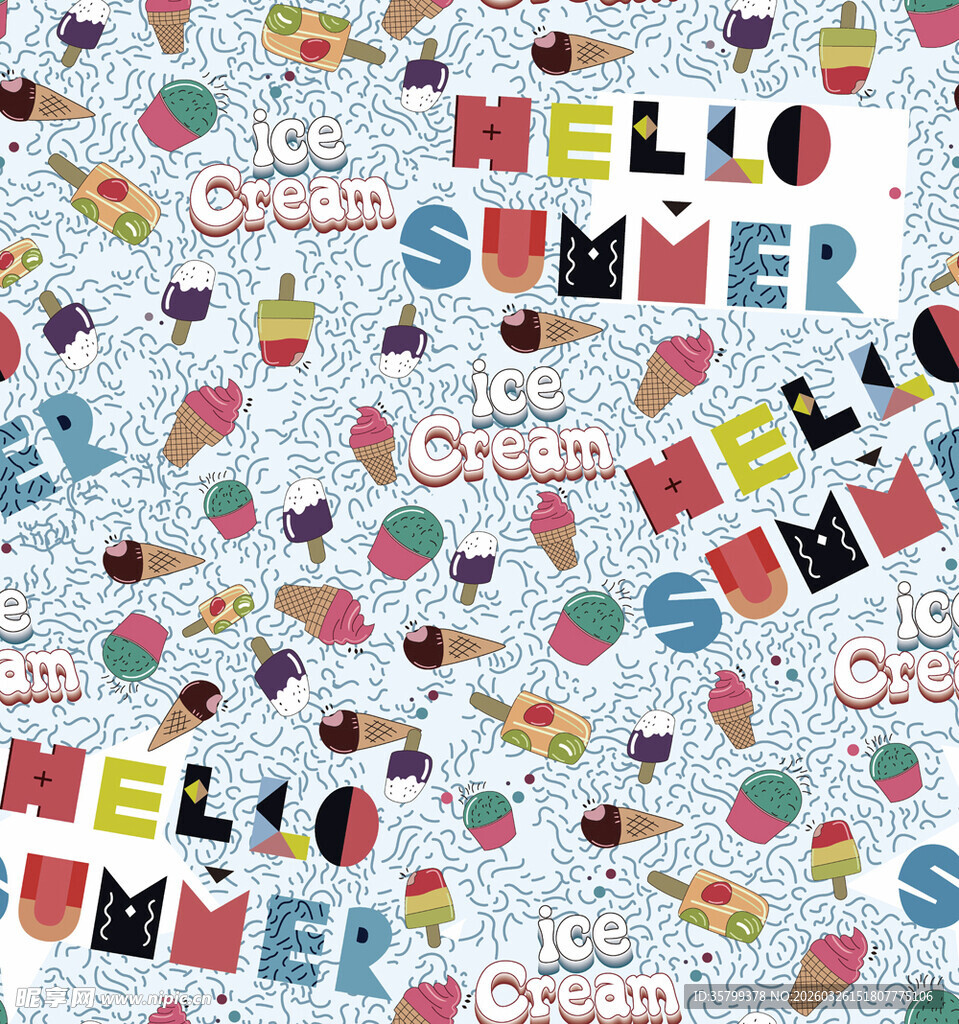 夏日缤纷图案背景