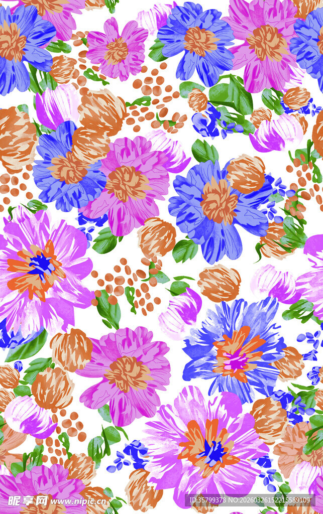 多彩花卉图案无缝背景
