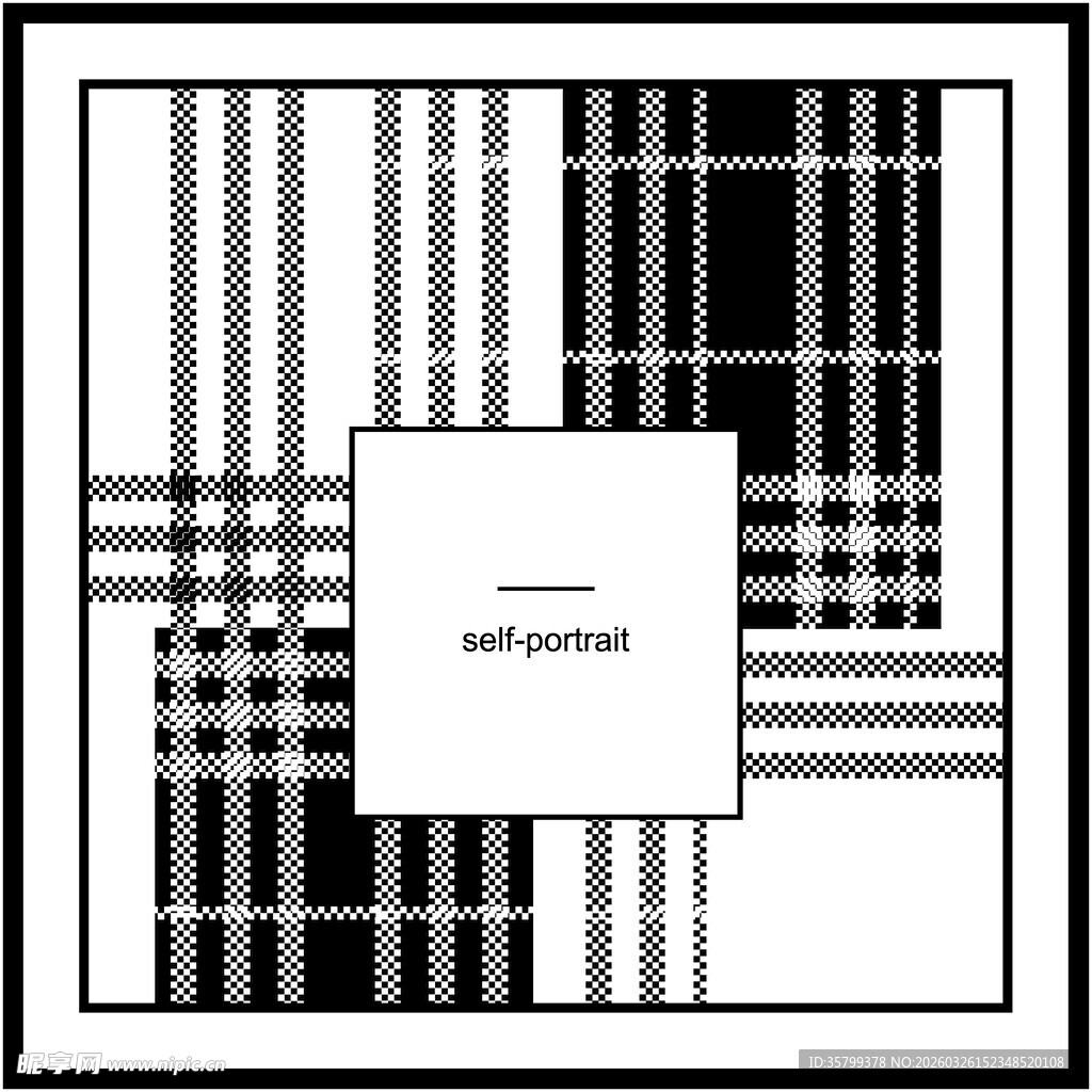 黑白格纹简约装饰图案