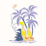 夏日海滩冲浪场景插画