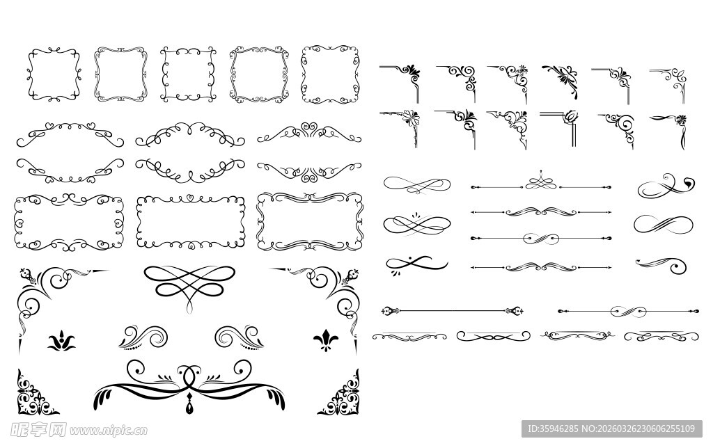 N复古装饰边框图案集合