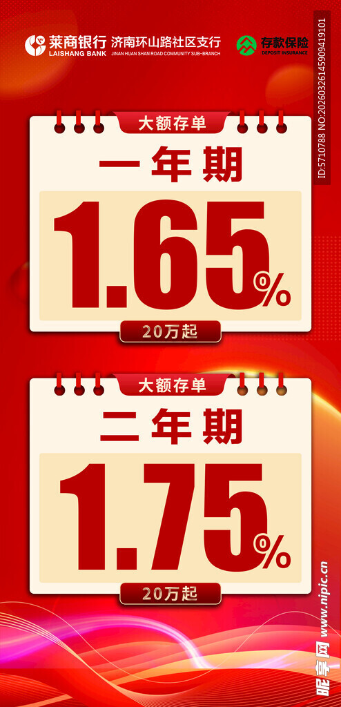 银行定期存款利率展示