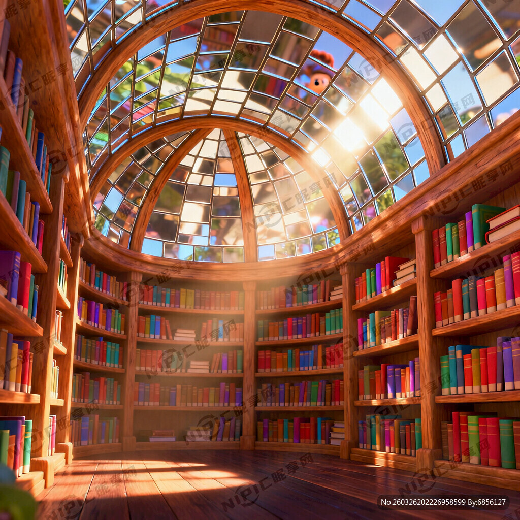 图书馆 拱顶 皮克斯动画风格