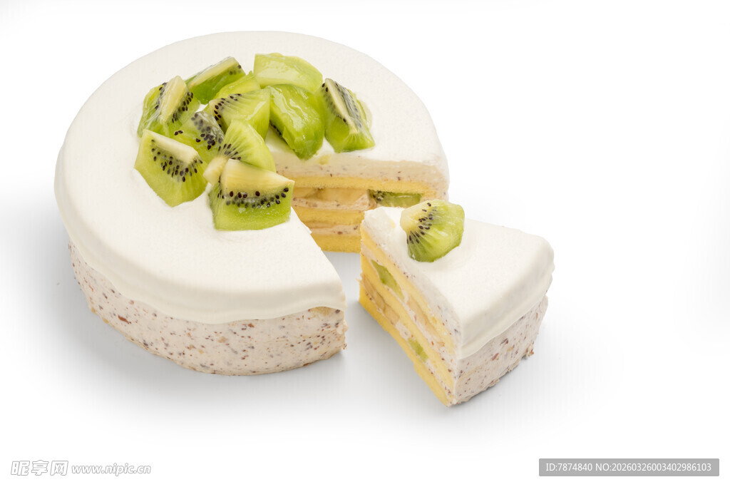 猕猴桃奶油蛋糕切片