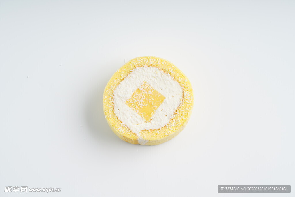 黄色夹心糕点特写