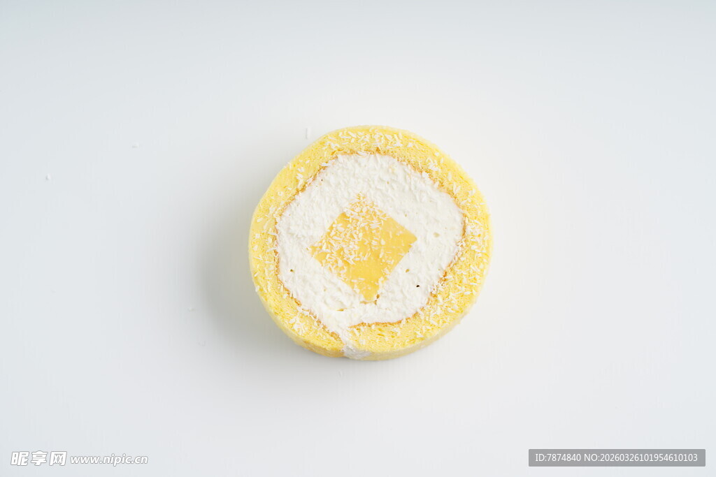 黄色夹心糕点特写