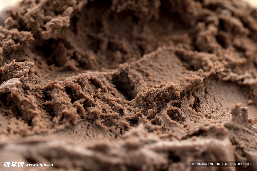 浓郁巧克力冰淇淋特写