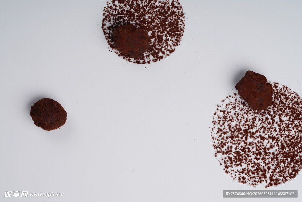 巧克力碎屑与粉末特写