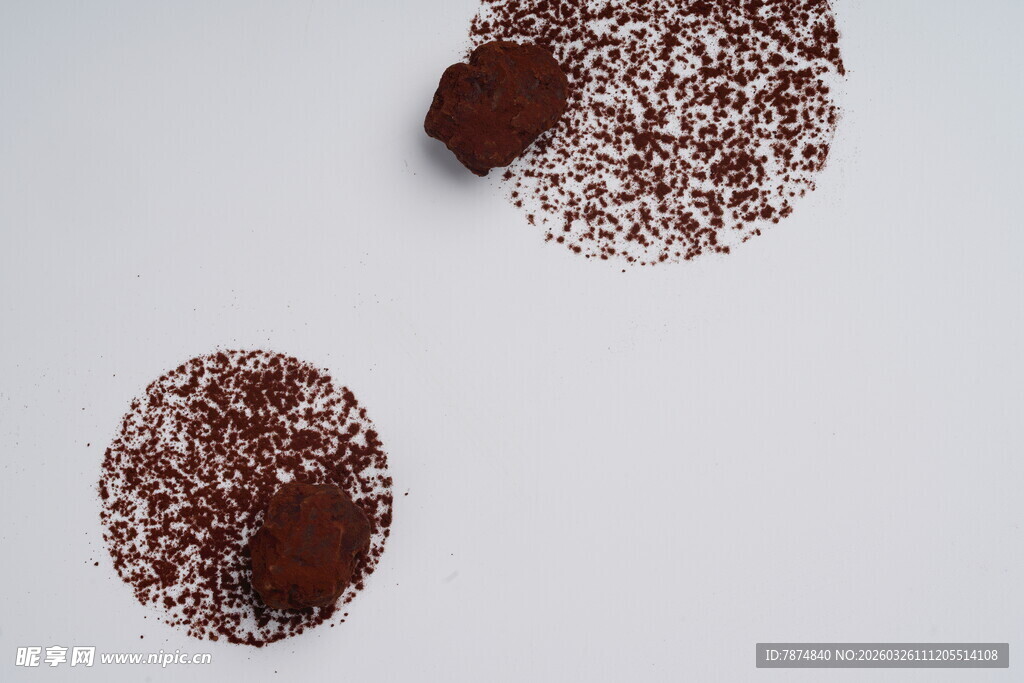 巧克力粉与巧克力块特写