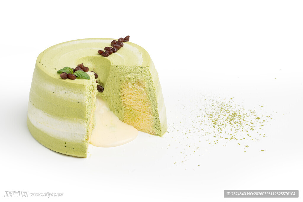 抹茶芝士蛋糕切片展示