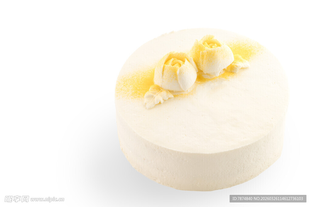 精致白蛋糕配黄色装饰