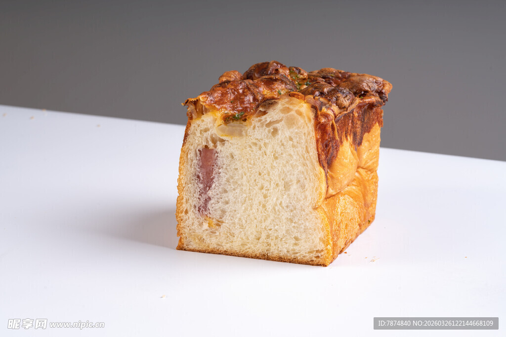 美味夹心面包切片展示