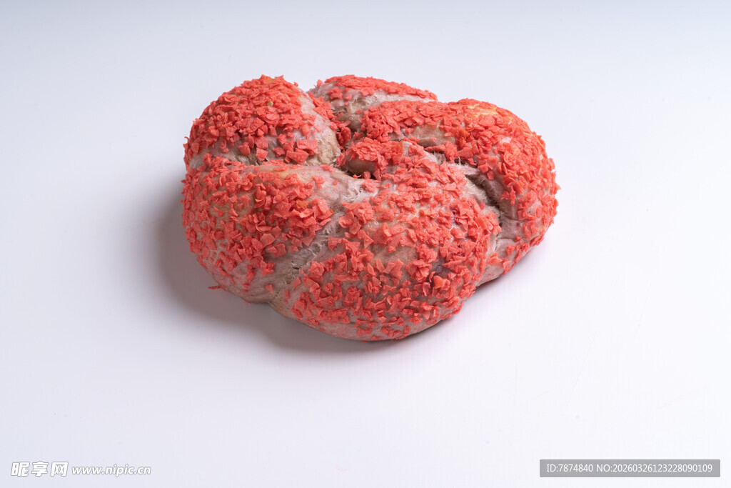 红色纹理面包特写