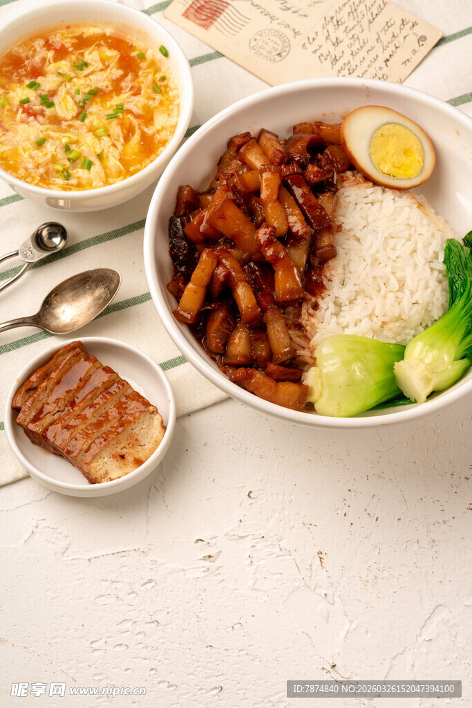 美味叉烧饭套餐美食图