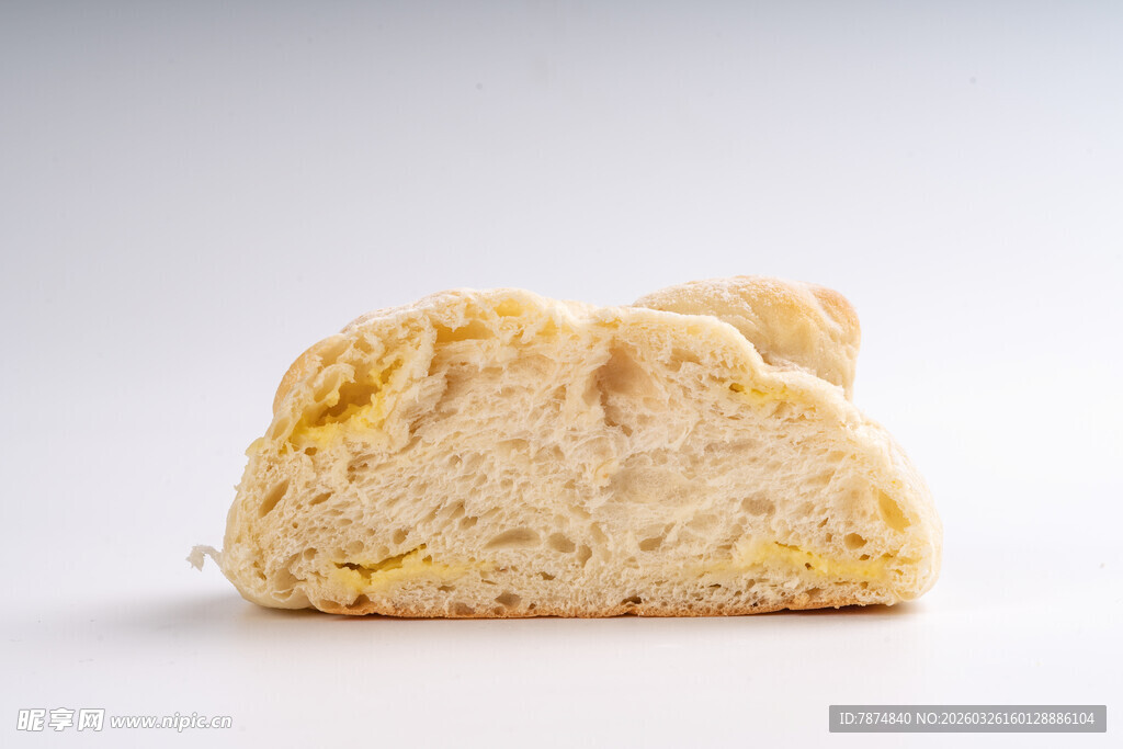 美味松软的面包切片