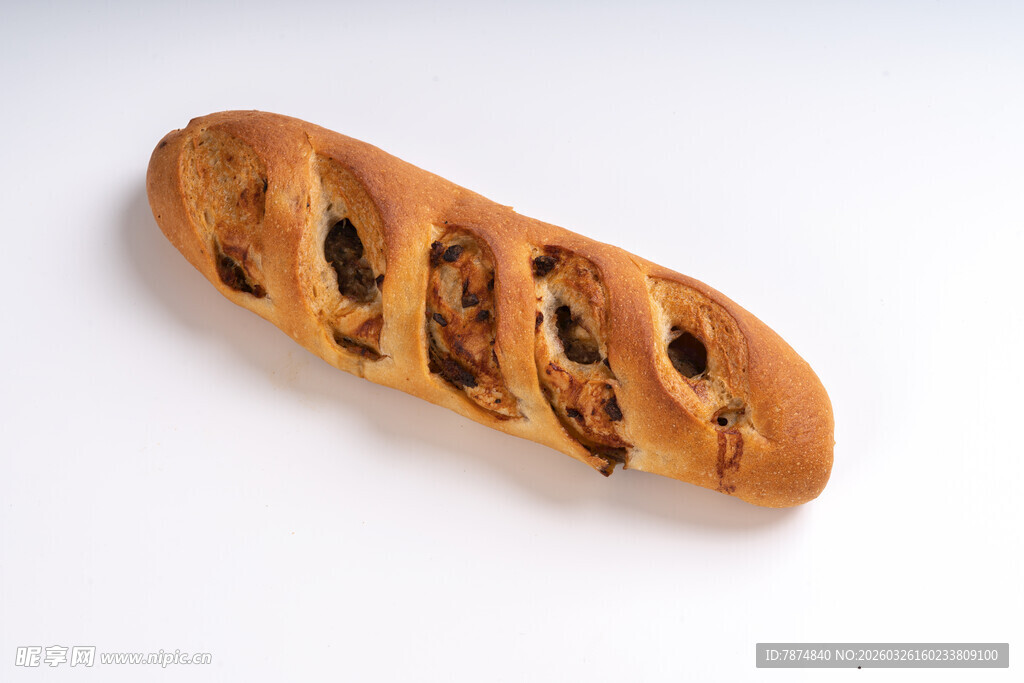 果仁法棍面包特写