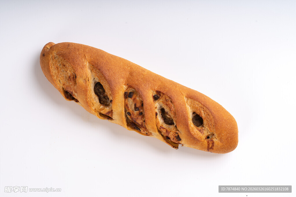 葡萄干法棍面包特写