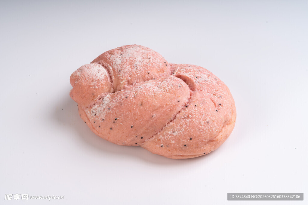 粉色手工编织状面包